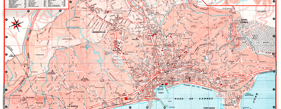 plan de ville vintage couleur de Cannes Blay Foldex