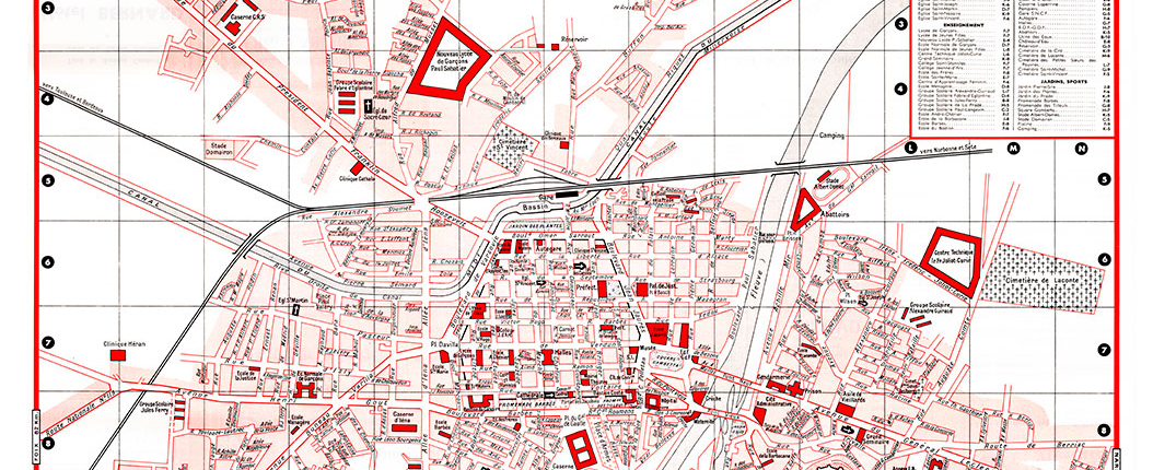 plan de ville vintage couleur de Carcassonne Blay Foldex