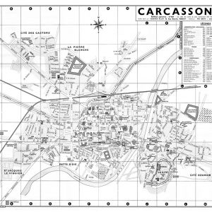 plan de ville vintage noir et blanc de Carcassonne Blay Foldex