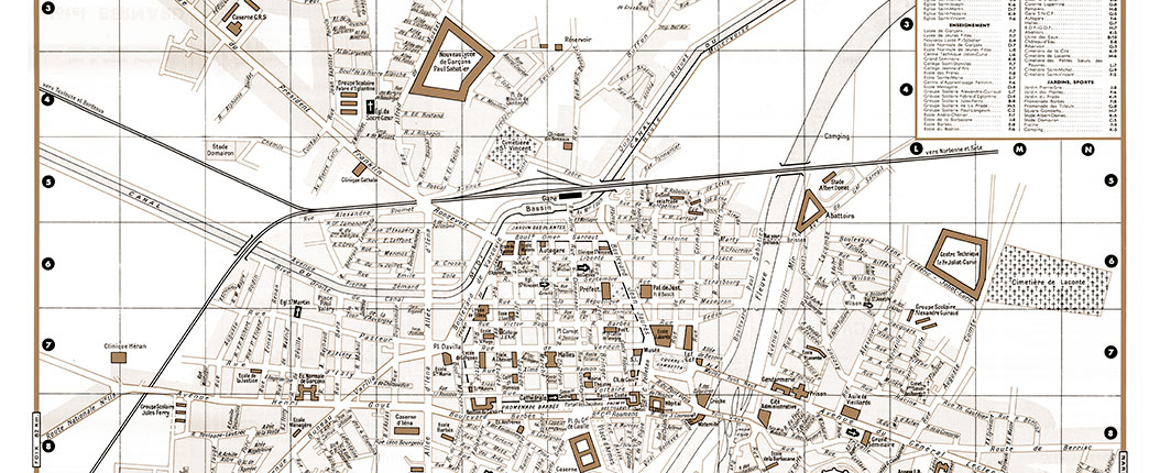 plan de ville vintage sépia de Carcassonne Blay Foldex