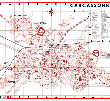 plan de ville vintage de Carcassonne Blay Foldex