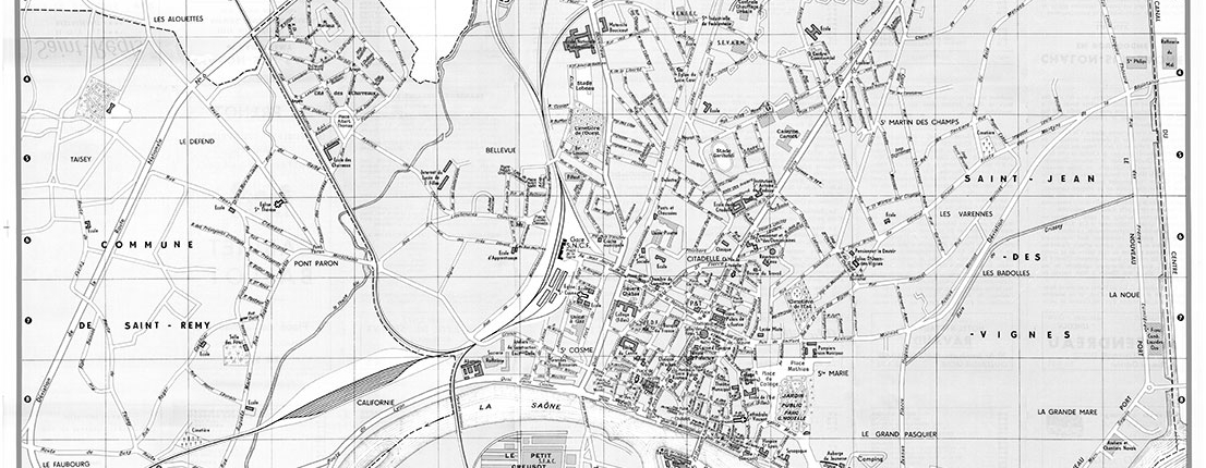 plan de ville vintage noir et blanc de Chalon-sur-Saône Blay Foldex