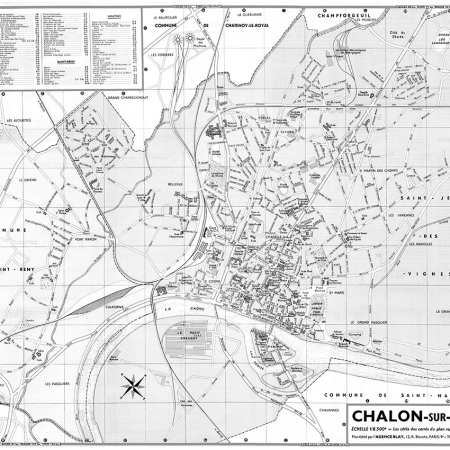 plan de ville vintage noir et blanc de Chalon-sur-Saône Blay Foldex