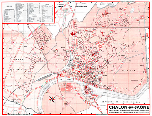 plan de ville vintage de Chalon-sur-Saône Blay Foldex