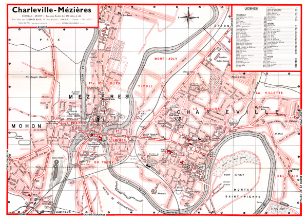 plan de ville vintage couleur de Charleville-Mézières Blay Foldex