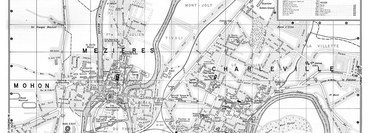 plan de ville vintage noir et blanc de Charleville-Mézières Blay Foldex
