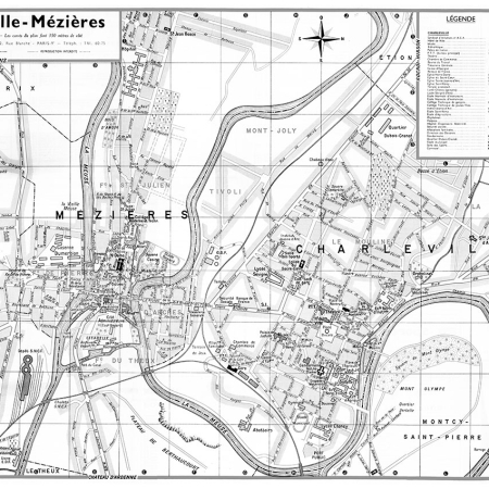 plan de ville vintage noir et blanc de Charleville-Mézières Blay Foldex