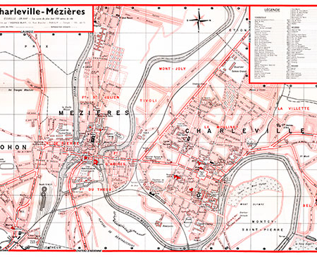 plan de ville vintage de Charleville-Mézières Blay Foldex