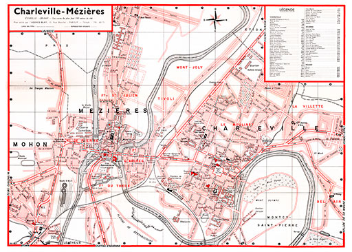 plan de ville vintage de Charleville-Mézières Blay Foldex
