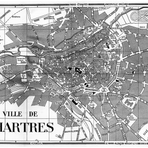 plan de ville vintage noir et blanc de Chartres Blay Foldex
