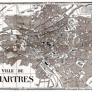 plan de ville vintage sépia de Chartres Blay Foldex