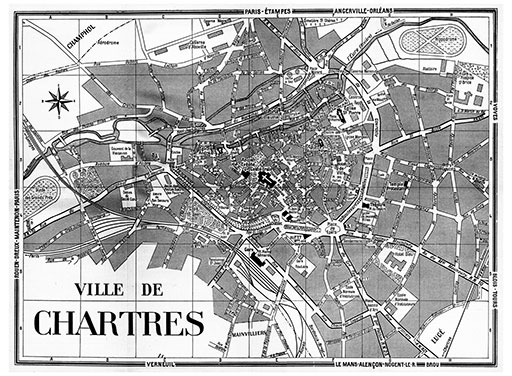 plan de ville vintage de Chartres Blay Foldex