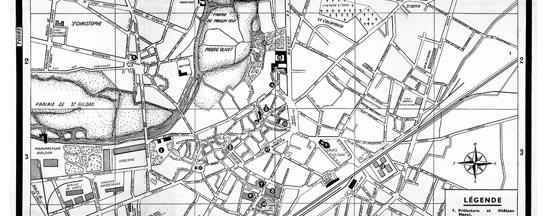 plan de ville vintage noir et blanc de Châteauroux Blay Foldex