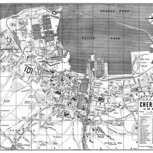 plan de ville vintage noir et blanc de Cherbourg Blay Foldex