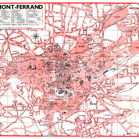 plan de ville vintage couleur de Clermont-Ferrand Blay Foldex