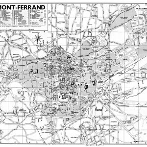 plan de ville vintage noir et blanc de Clermont-Ferrand Blay Foldex