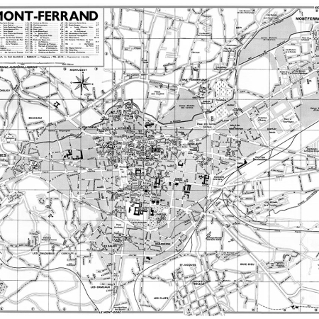 plan de ville vintage noir et blanc de Clermont-Ferrand Blay Foldex