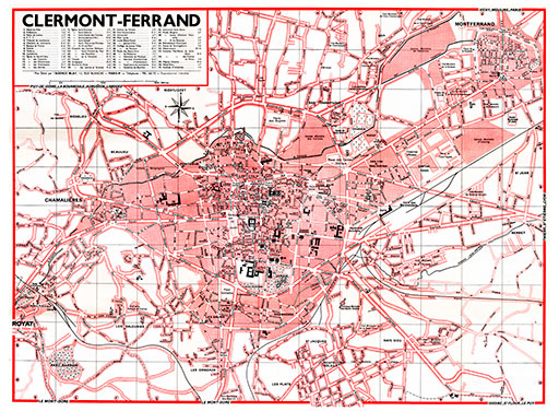 plan de ville vintage de Clermont-Ferrand Blay Foldex