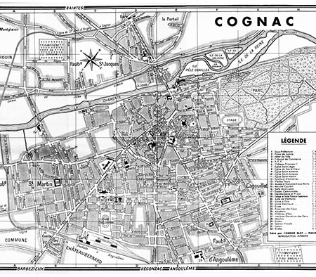 plan de ville vintage de Cognac Blay Foldex