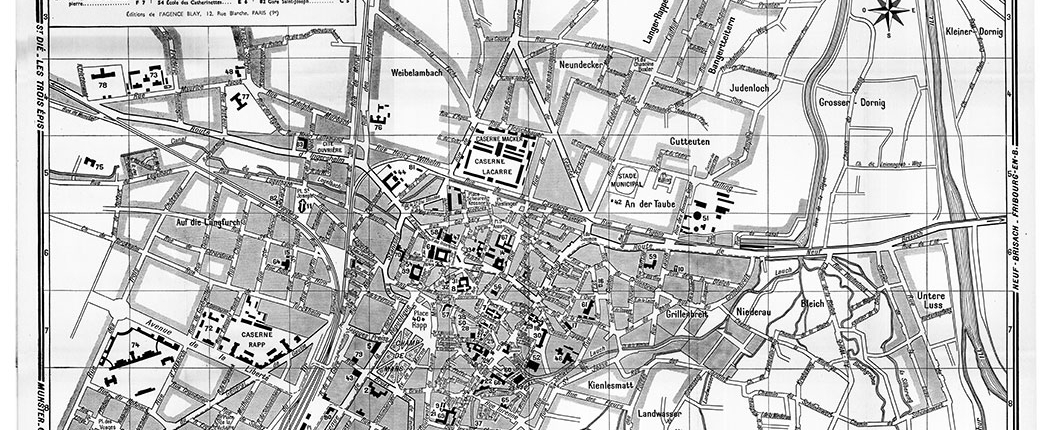 plan de ville vintage noir et blanc de Colmar Blay Foldex