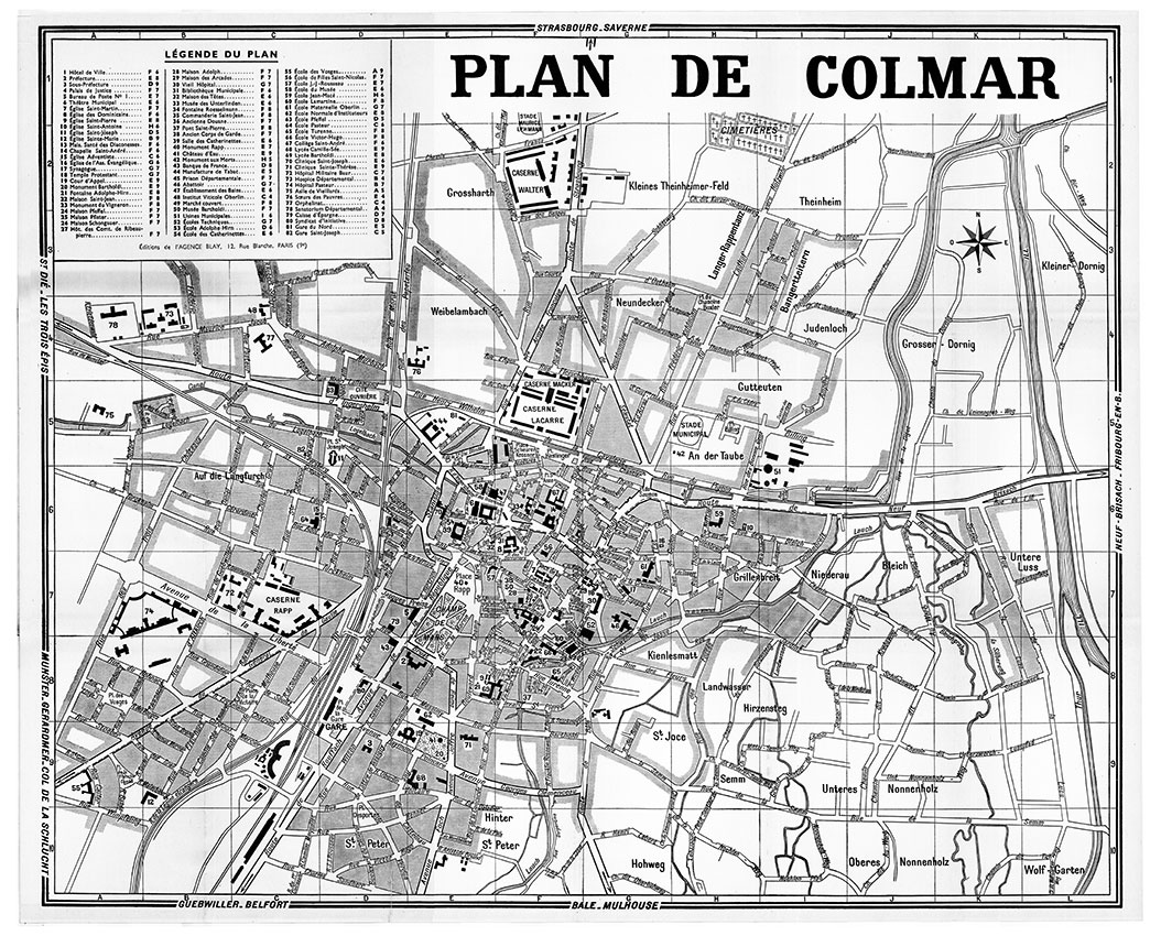 plan de ville vintage noir et blanc de Colmar Blay Foldex
