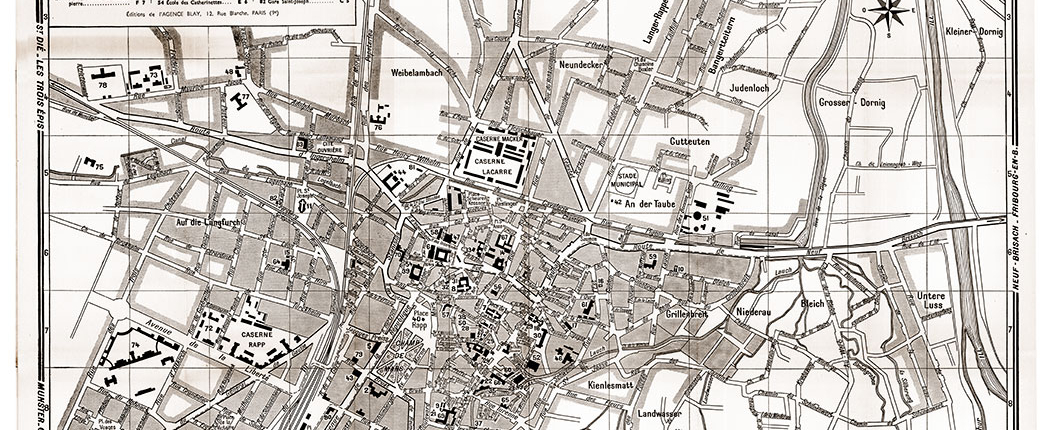 plan de ville vintage sépia de Colmar Blay Foldex