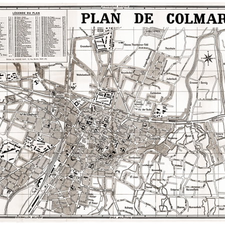 plan de ville vintage sépia de Colmar Blay Foldex