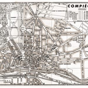 plan de ville vintage sépia de Compiègne Blay Foldex