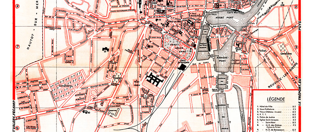 plan de ville vintage couleur de Dieppe Blay Foldex
