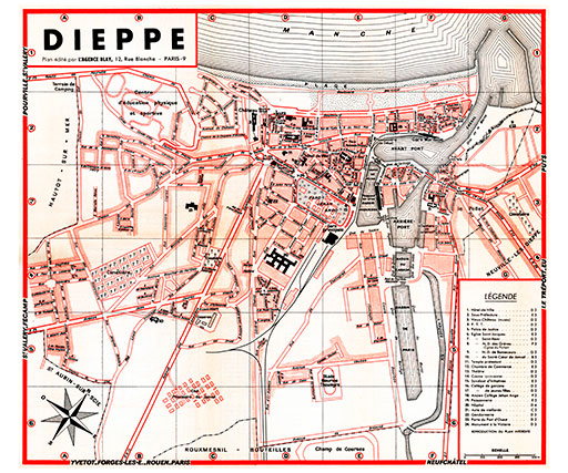 plan de ville vintage de Dieppe Blay Foldex