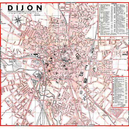 plan de ville vintage couleur de Dijon Blay Foldex