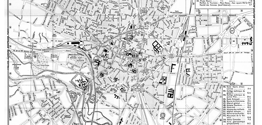 plan de ville vintage noir et blanc de Dijon Blay Foldex