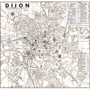 plan de ville vintage sépia de Dijon Blay Foldex