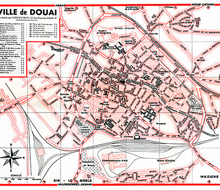 plan de ville vintage de Douai Blay Foldex