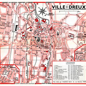 plan de ville vintage couleur de Dreux Blay Foldex