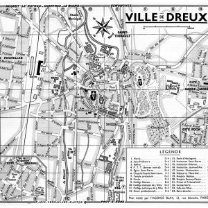 plan de ville vintage noir et blanc de Dreux Blay Foldex