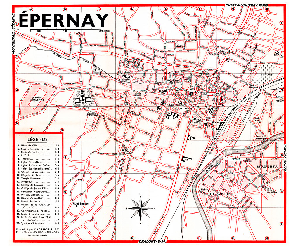 plan de ville vintage couleur d'Epernay Blay Foldex