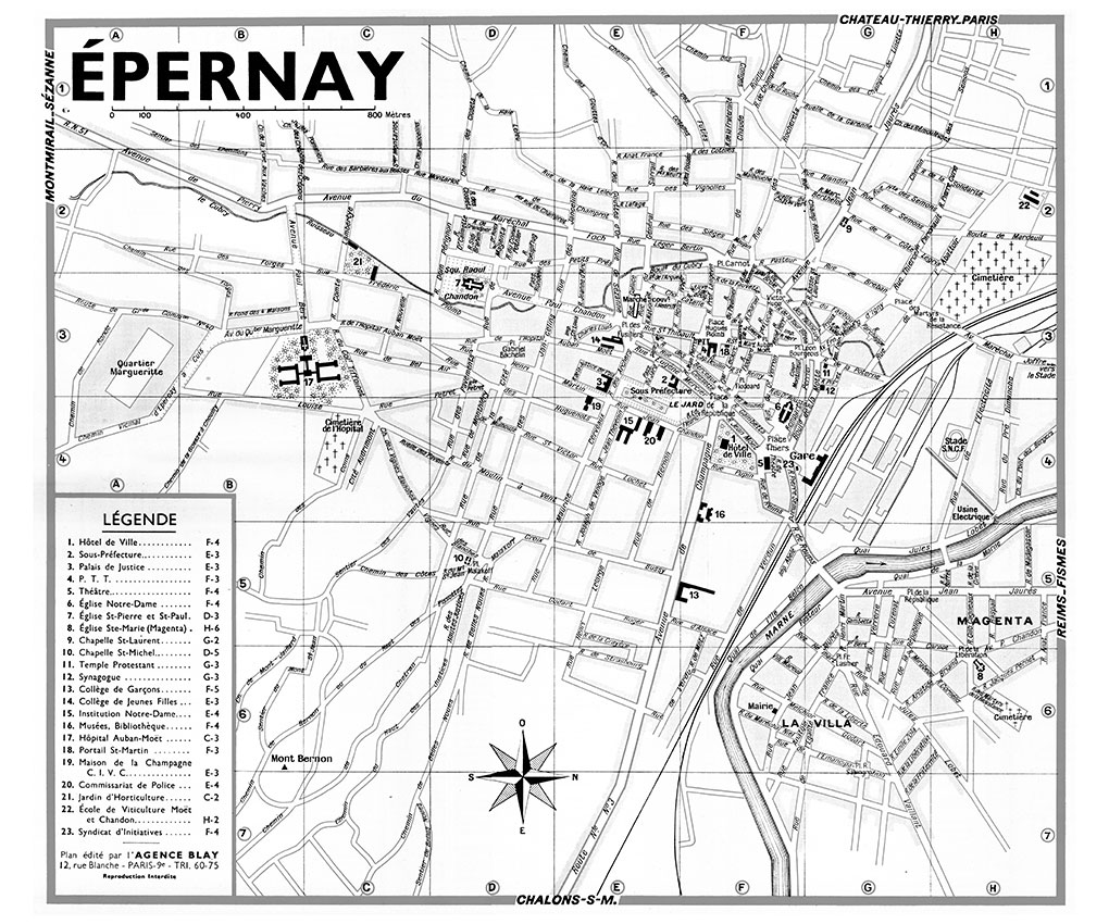 plan de ville vintage noir et blanc d'Epernay Blay Foldex
