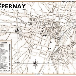 plan de ville vintage sépia d'Epernay Blay Foldex