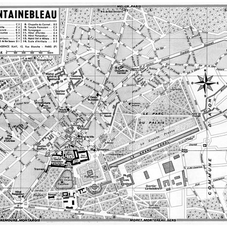 plan de ville vintage noir et blanc de Fontainebleau Blay Foldex
