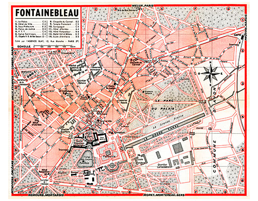 plan de ville vintage de Fontainebleau Blay Foldex