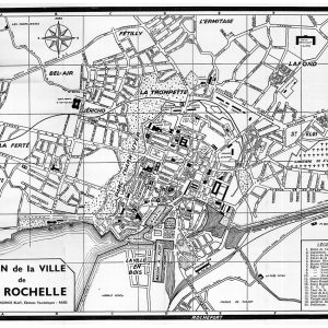plan de ville vintage noir et blanc de La Rochelle Blay Foldex
