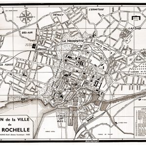 plan de ville vintage sépia de La Rochelle Blay Foldex