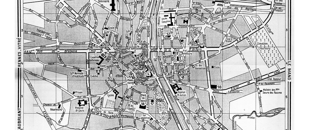plan de ville vintage noir et blanc de Laval Blay Foldex