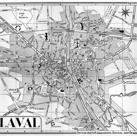 plan de ville vintage noir et blanc de Laval Blay Foldex