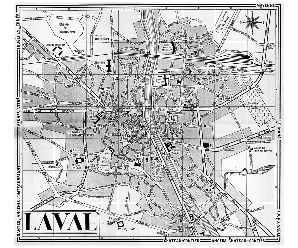 plan de ville vintage noir et blanc de Laval Blay Foldex