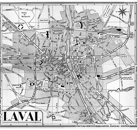 plan de ville vintage de Laval Blay Foldex