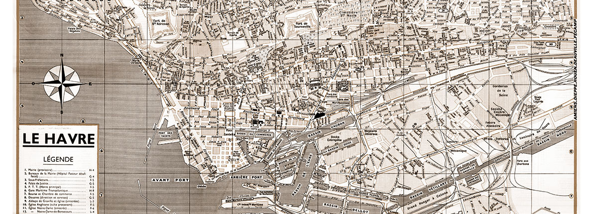 plan de ville vintage sépia de Le Havre Blay Foldex