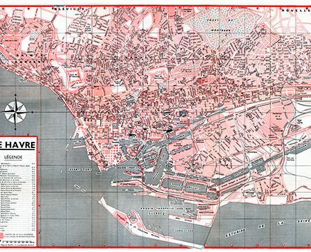 plan de ville vintage de Le Havre Blay Foldex