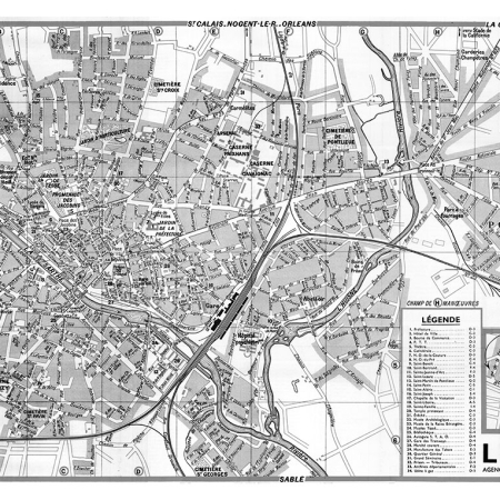 plan de ville vintage noir et blanc de Le Mans Blay Foldex